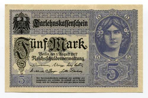 Germany - Empire 5 Mark 1917 - P# ... 