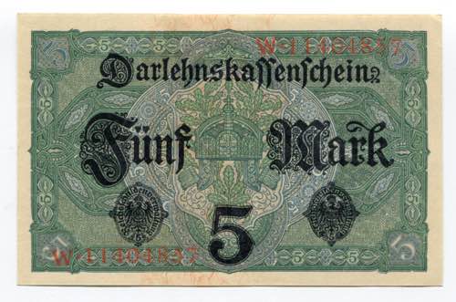 Germany - Empire 5 Mark 1917 - P# ... 