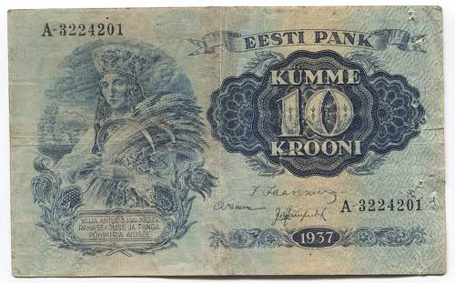 Estonia 10 Krooni 1937 - P# 67; #A ... 