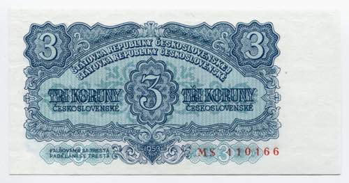 Czechoslovakia 3 Koruny 1953 - P# ... 