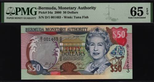Bermuda 50 Dollars 2000 PMG 65 EPQ ... 