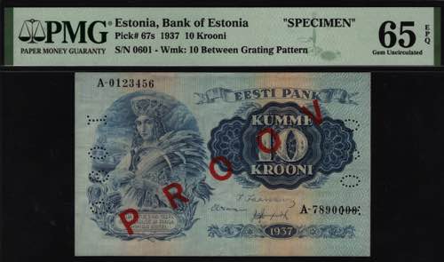 Estonia 10 Krooni 1937 Specimen ... 