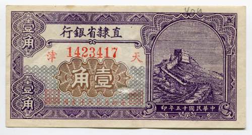 China Bank of Chihli 20 Cents 1926 ... 
