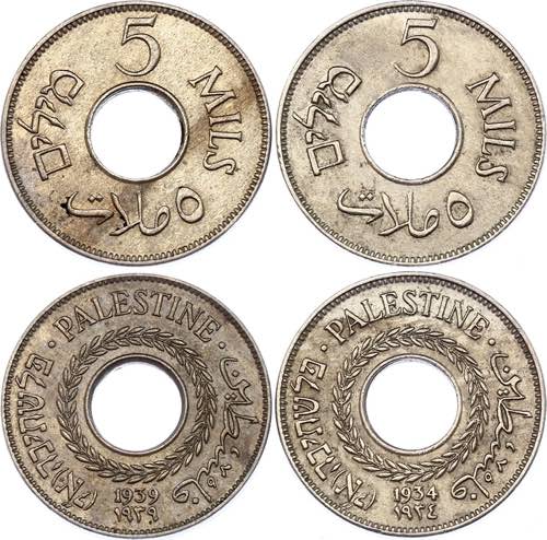 Palestine 2 x 5 Mils 1934 & 1939 - ... 