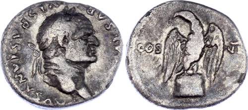 Roman Empire Denarius 76 AD Titus ... 