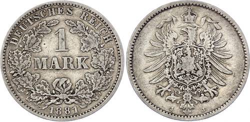 Germany - Empire 1 Mark 1881 J - ... 