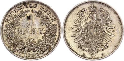 Germany - Empire 1 Mark 1886 D - ... 