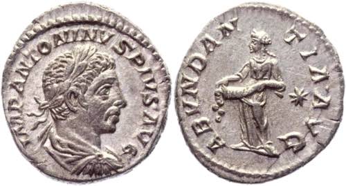 Roman Empire Denarius 222 AD, ... 