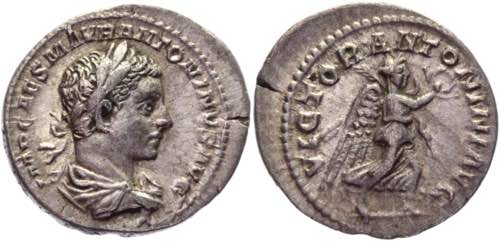 Roman Empire Denarius 218 AD, ... 