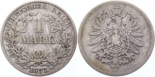 Germany - Empire 1 Mark 1877 D Key ... 