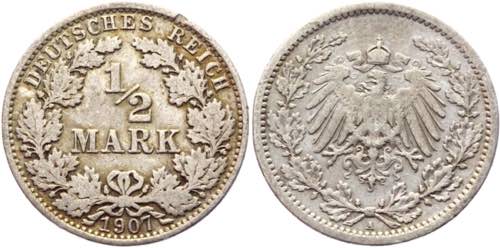 Germany - Empire 1/2 Mark 1907 A - ... 