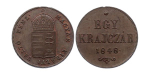 Hungary 1 Krajczar 1848 KM#430.1 UNC 