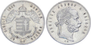 Hungary 1 Forint 1869 KB KM#449 Silver Franz ... 