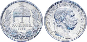 Hungary 1 Korona 1916 KM# 492 Silver 