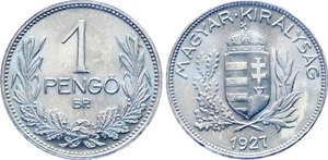 Hungary 1 Pengo 1927 BR KM#510 Silver 