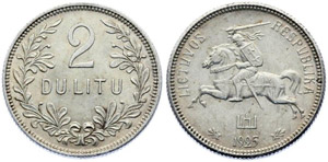 Lithuania 2 Litu 1925 KM# 77 Silver