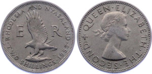 Rhodesia & Nyasaland 2 Shillings 1955 KM# 6 ... 