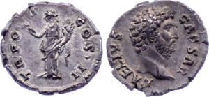 Roman Empire Denario Aelio. Around 137 b.c. ... 
