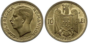 Romania 10 Lei 1930 KM#49 Carol II RARE