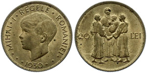 Romania 20 Lei 1930 H KM#50 Mihai I 