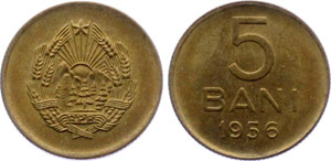 Romania 5 Bani 1956 KM# 83.2 UNC