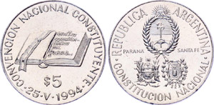 Argentina 5 Pesos 1994 KM#115 UNC