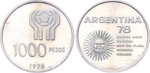 Argentina 100 Pesos 1978 KM#78 UNC Silver