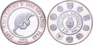 Argentina 25 Pesos 1992 KM#118 Silver Proof ... 