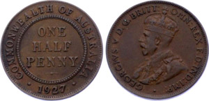 Australia 1/2 Penny 1927 KM# 22