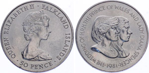 Falkland Islands 50 Pence 1981 KM#16