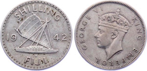 Fiji 1 Shilling 1942 S KM# 12a Silver George ... 
