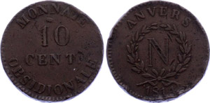 France 10 Centimes 1814 KM#2.2 RARE Napoleon ... 