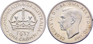 Australia 1 Crown 1937 KM#34 Silver George VI