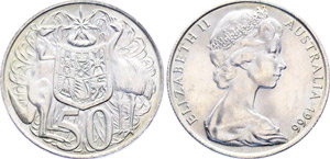 Australia 50 Cents 1966 KM# 67 Elizabeth II ... 