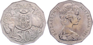 Australia 50 Cents 1969 KM# 68 Elizabeth II ... 