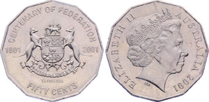 Australia 50 Cents 2001 KM#565 UNC Tasmania ... 
