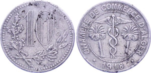 Algeria 10 Centimes 1918 KM#TnA5 