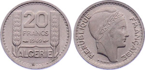 Algeria 20 Francs 1949 KM#91 UNC