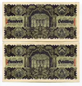 Austria 2 x 100 Schilling 1945 With ... 