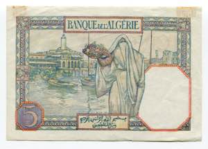 Algeria 5 Francs 1941  - P# 77a; VF+