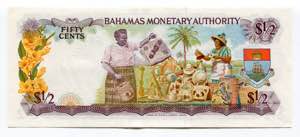 Bahamas 50 Cents 1968 (ND) - P# 26a; XF-, ... 