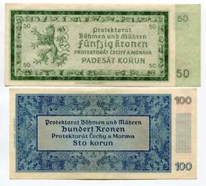Bohemia & Moravia 50 - 100 Korun 1940  - P# ... 