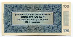 Bohemia & Moravia 100 Korun 1940  - P# 7a; ... 