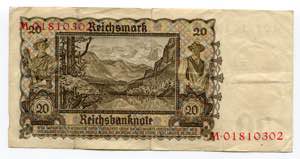 Germany - Third Reich 20 Reichsmark 1939  - ... 