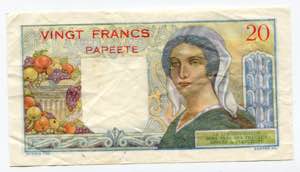 Tahiti 20 Francs 1954 - 1958 - P# 21b; # ... 