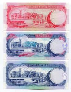Barbados 1 & 2 x 2 Dollars 1973 - 2007 - P# ... 