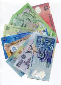 World Lot of 9 Polymer Banknotes 2000 - 2020 ... 