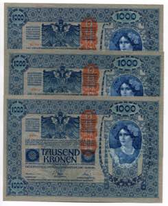 Czechoslovakia 3 x 1000 Korun 1919 (1902) ... 