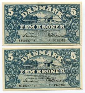 Denmark 2 x 5 Kroner ... 