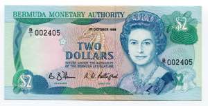 Bermuda 2 Dollars 1988  ... 